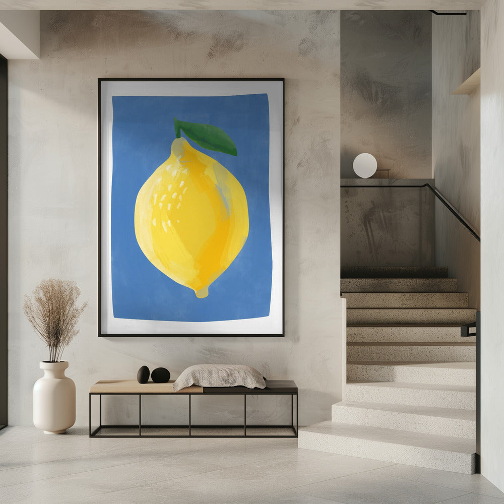 Schlichtes Gemälde einer Zitrone | Poster