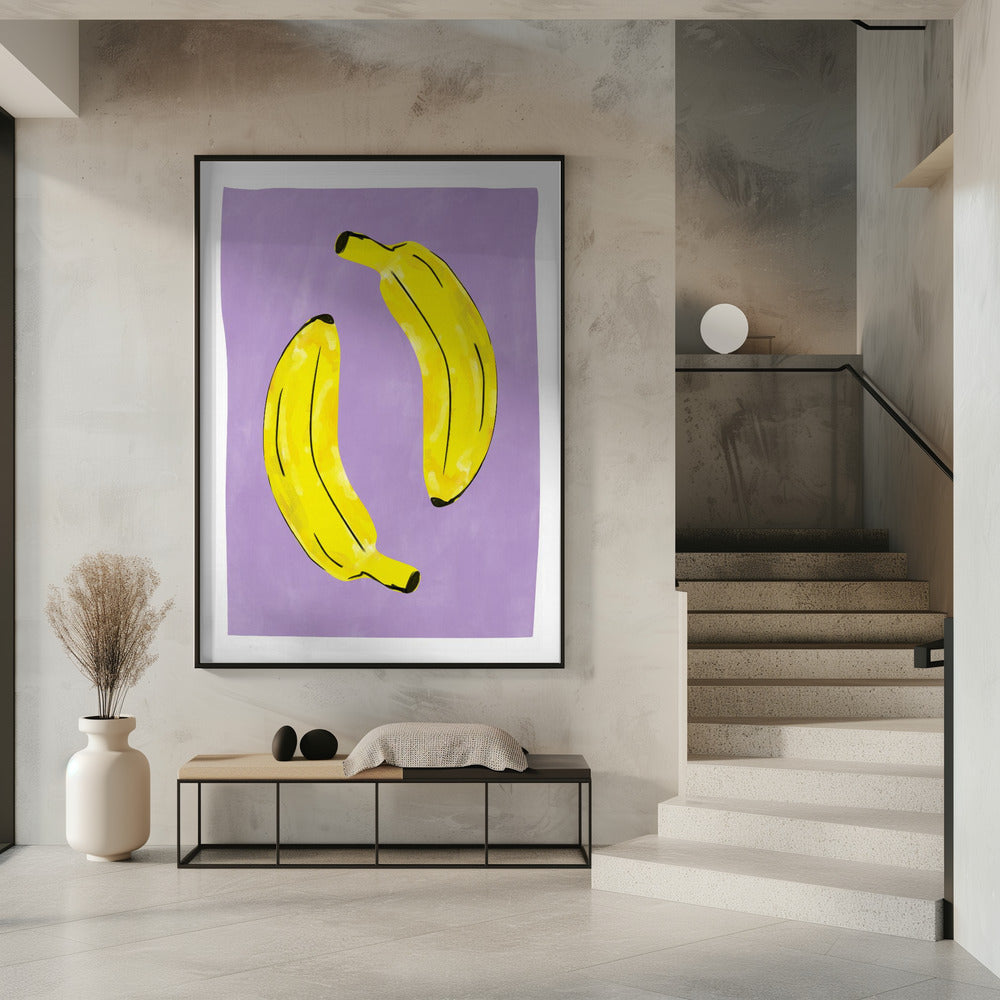 Zwei leuchtend gelbe Bananen | Poster