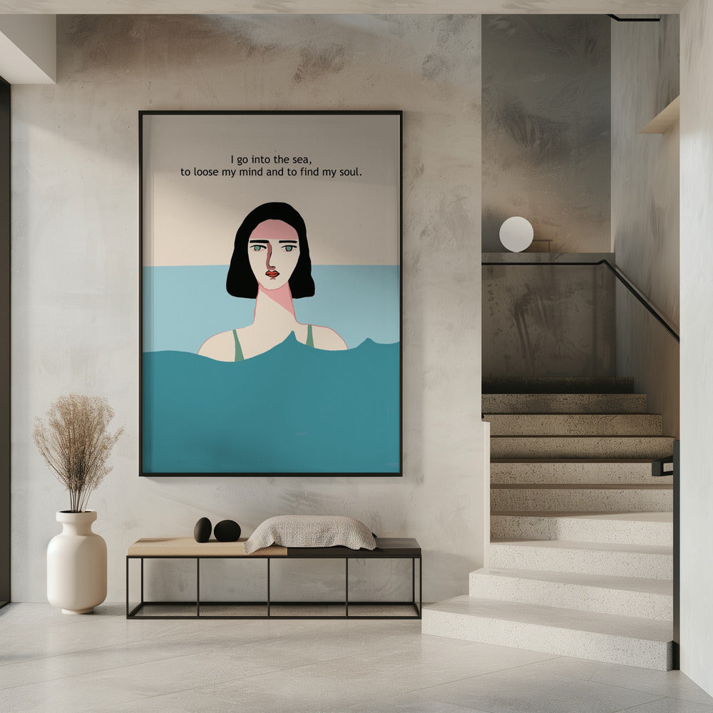Ozean-Schwimmerin mit Text | Poster