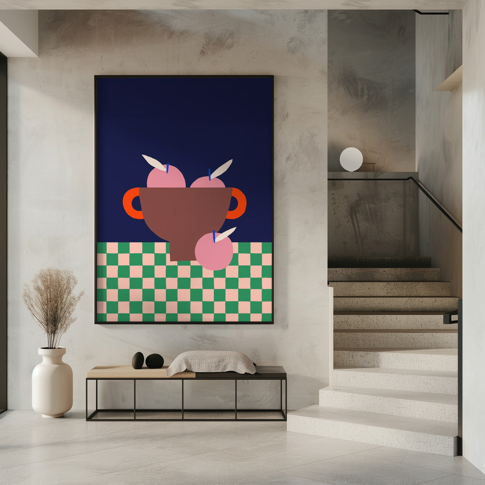 Obstschale mit rosa Äpfeln | Poster