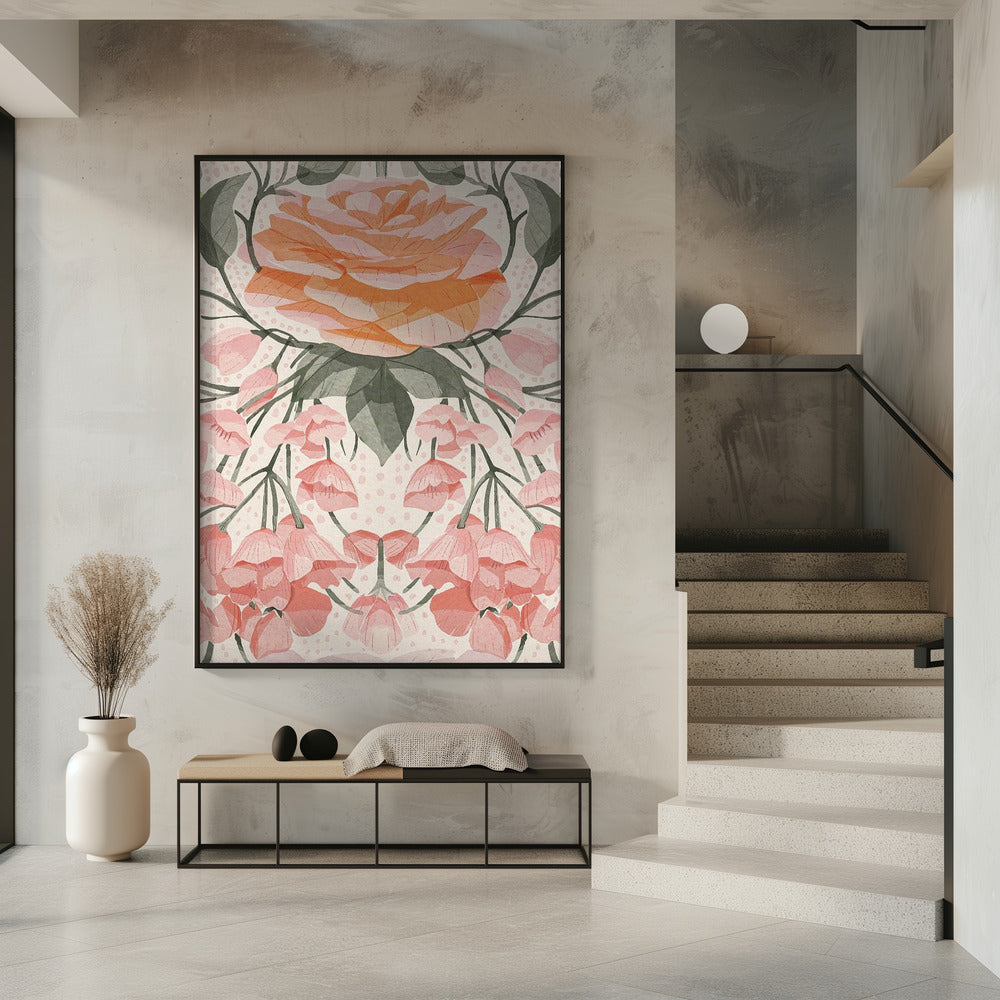 Cascading Pink Roses | Poster