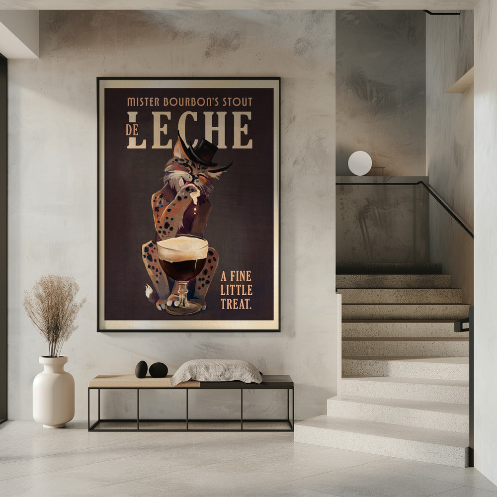 Bourbon De Leche Guinness Stil Katze Kunst | Poster