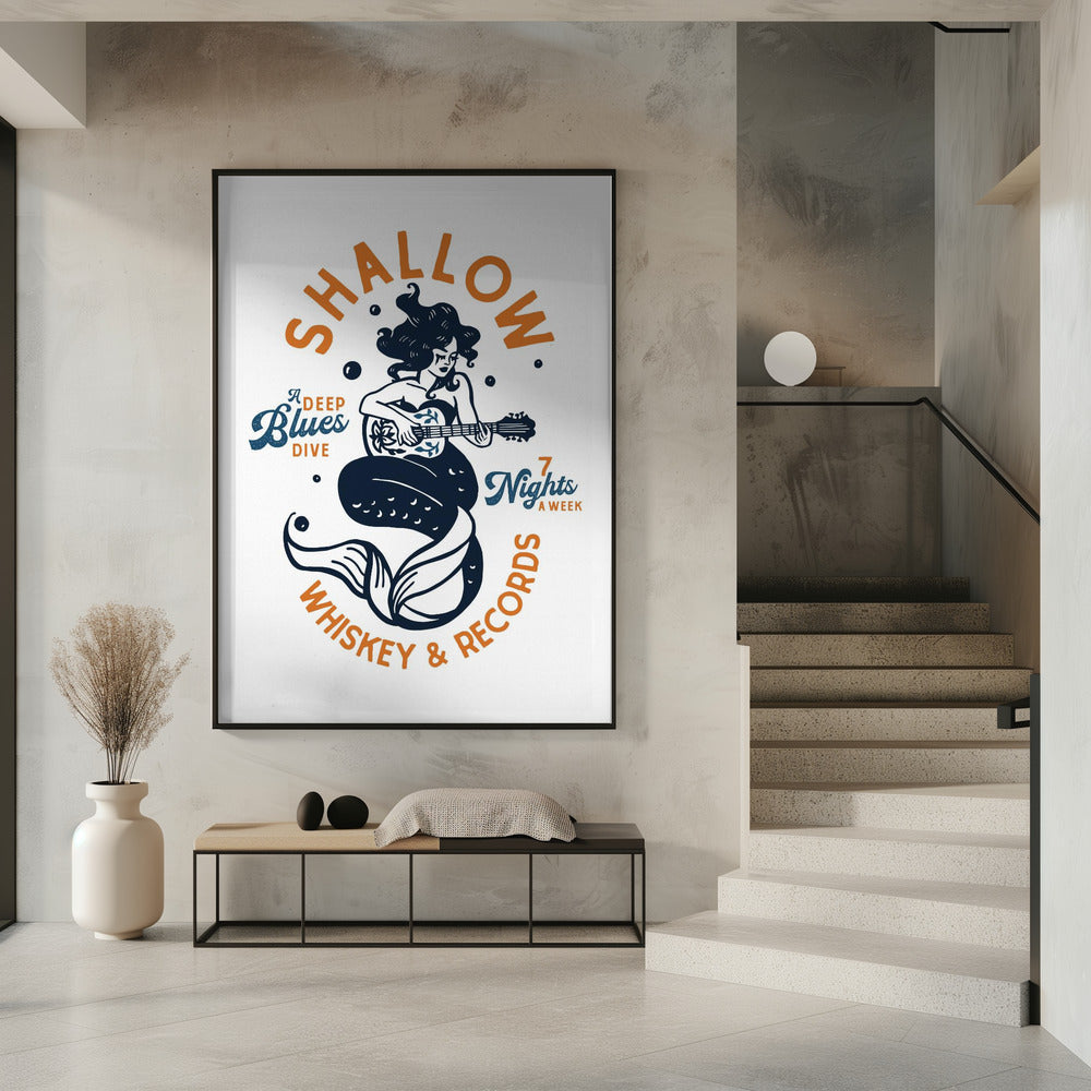Shallow Whiskey &amp; Records Dive Bar Music Mermaid | Poster