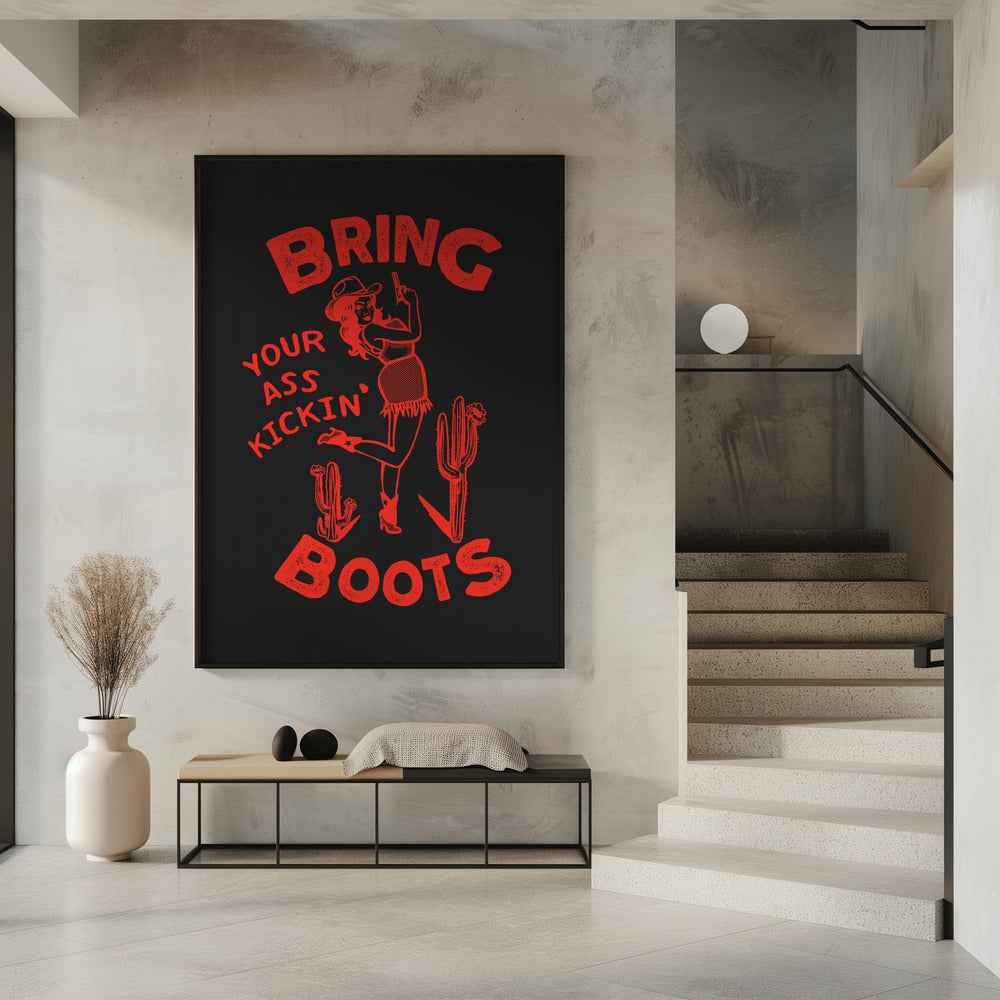 Arschtretende Stiefel Lustiges Western Cowgirl | Poster
