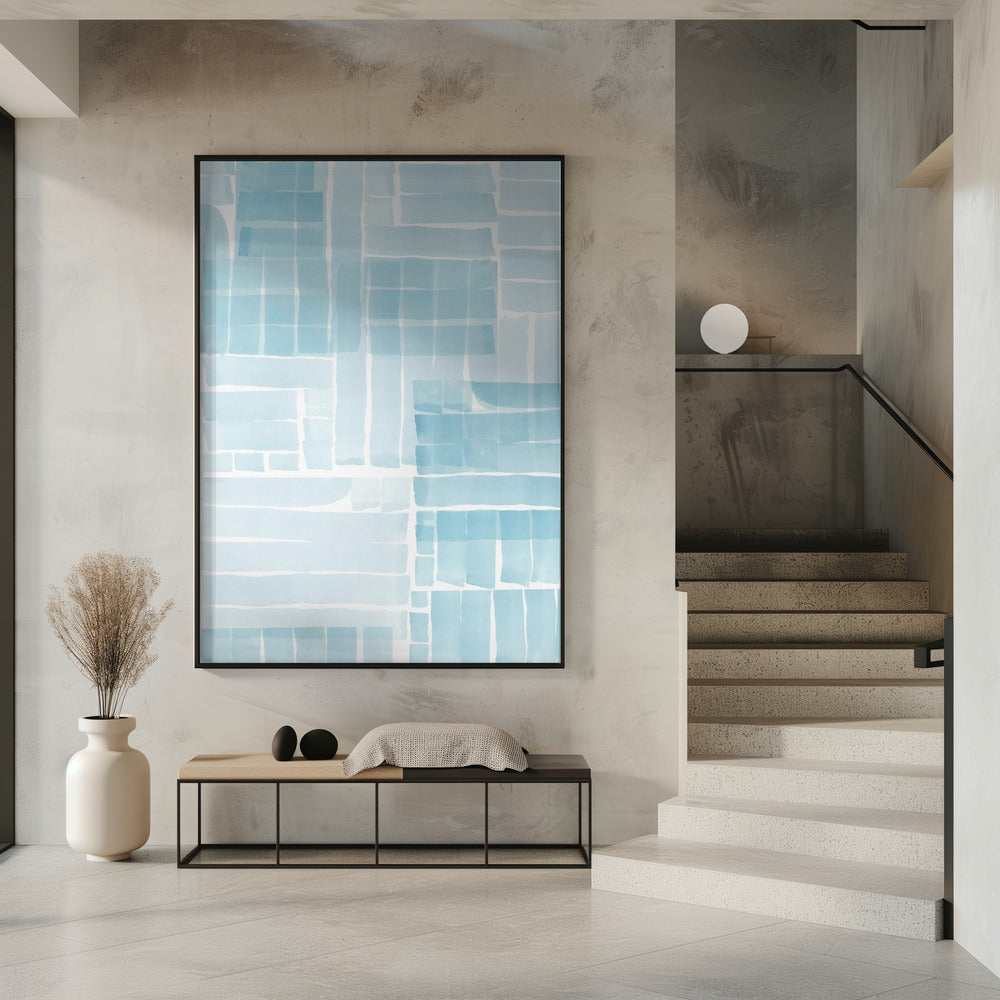 Light Blue Watercolour Grid Wash 2 | Poster