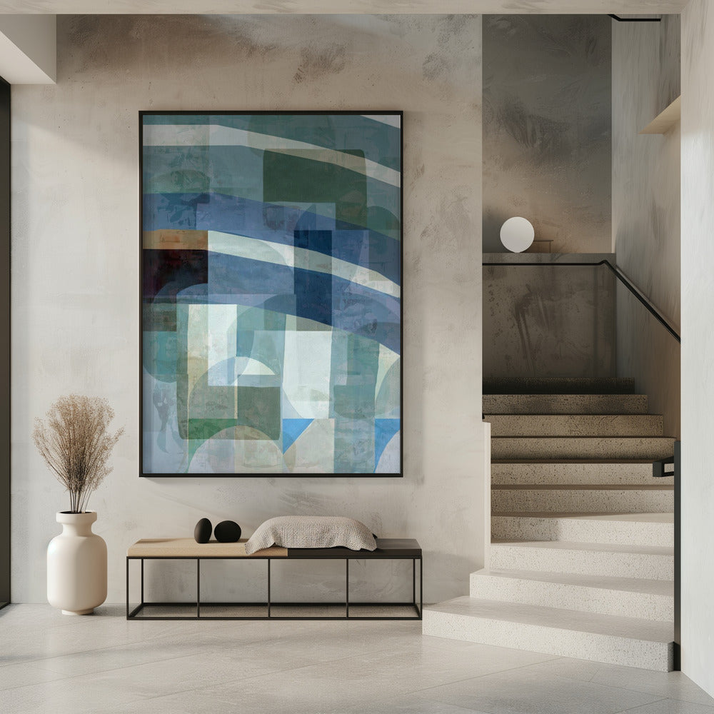 Abstract Blue and Neutral Shapes 1 | Poster