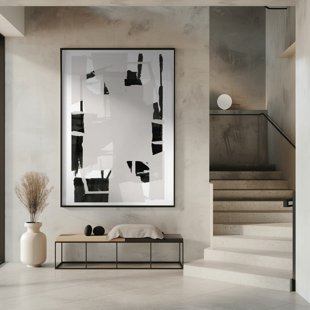 Abstrakte Komposition in Schwarzweiß Nr. 6 | Poster