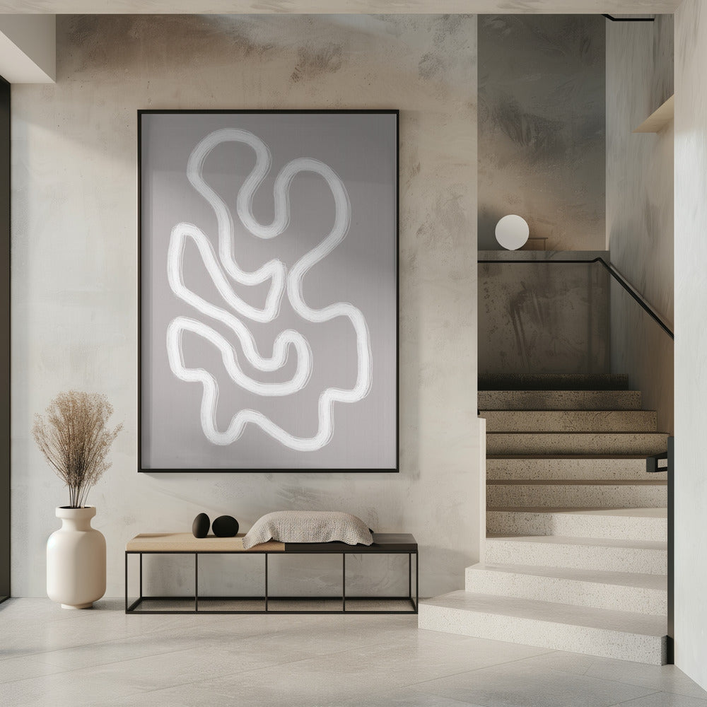 Abstract Art With Fluid White Lines | Poster