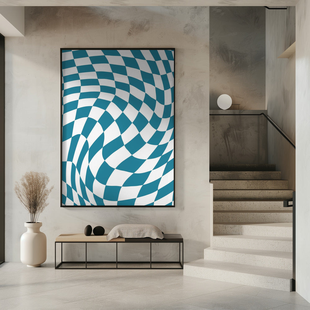 Blaues Schachbrett | Poster