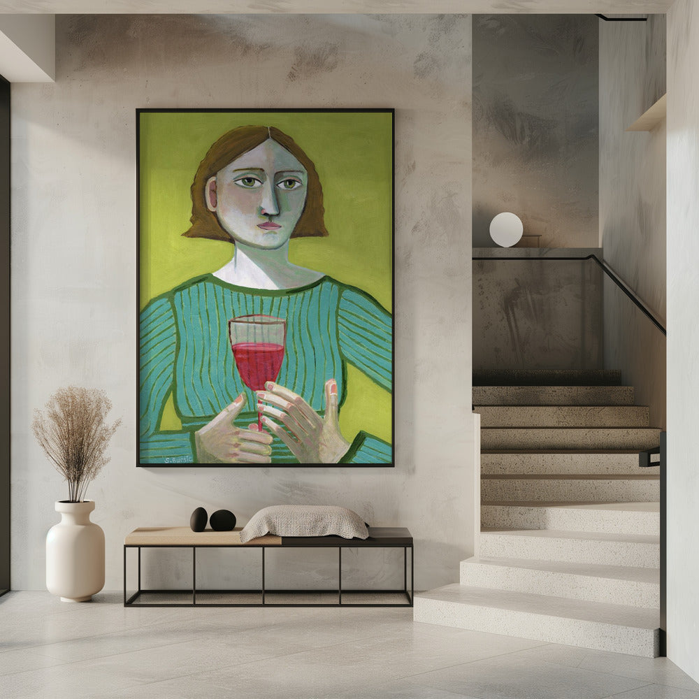 Dame mit Rotwein | Poster