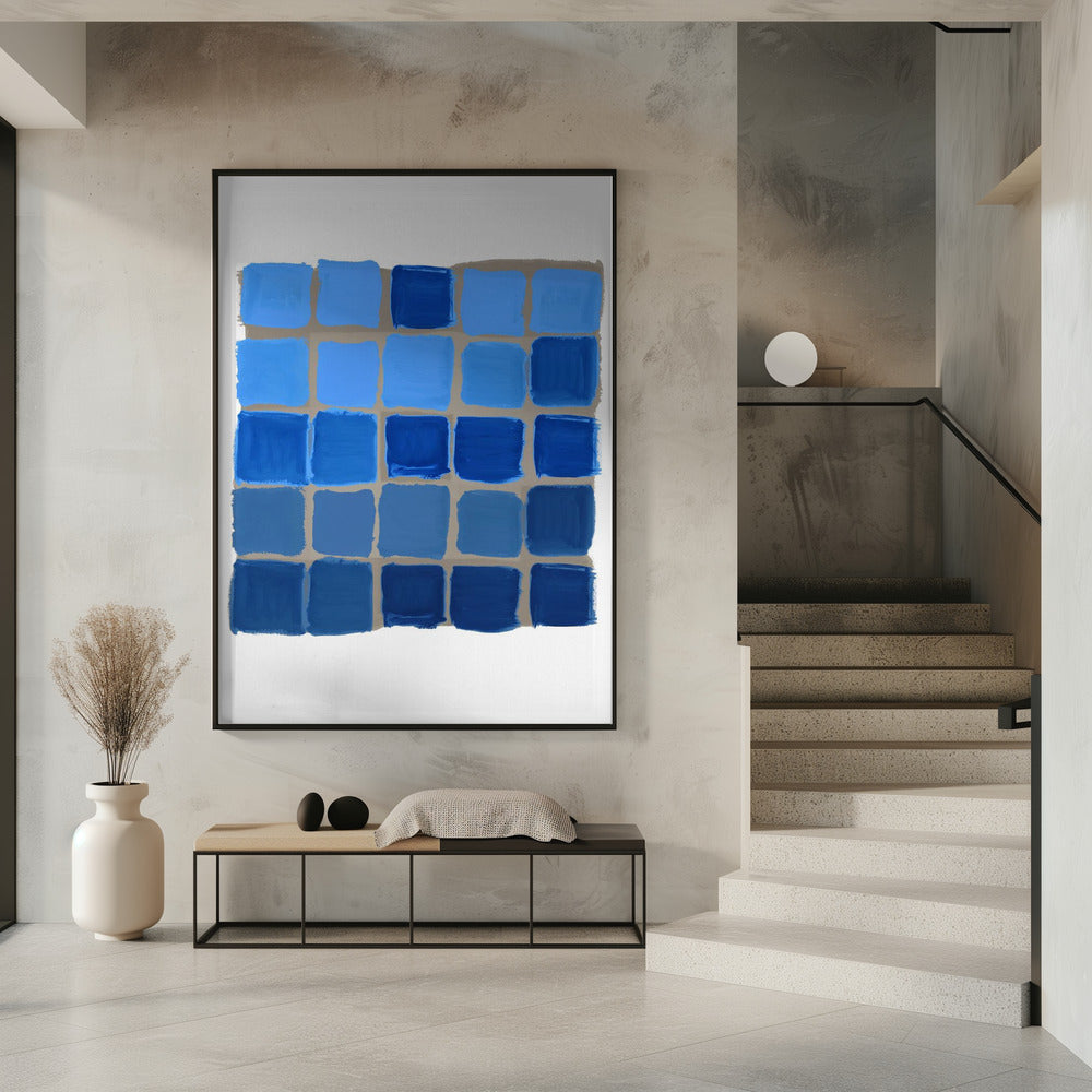 Blau kariertes Quadrat Poster