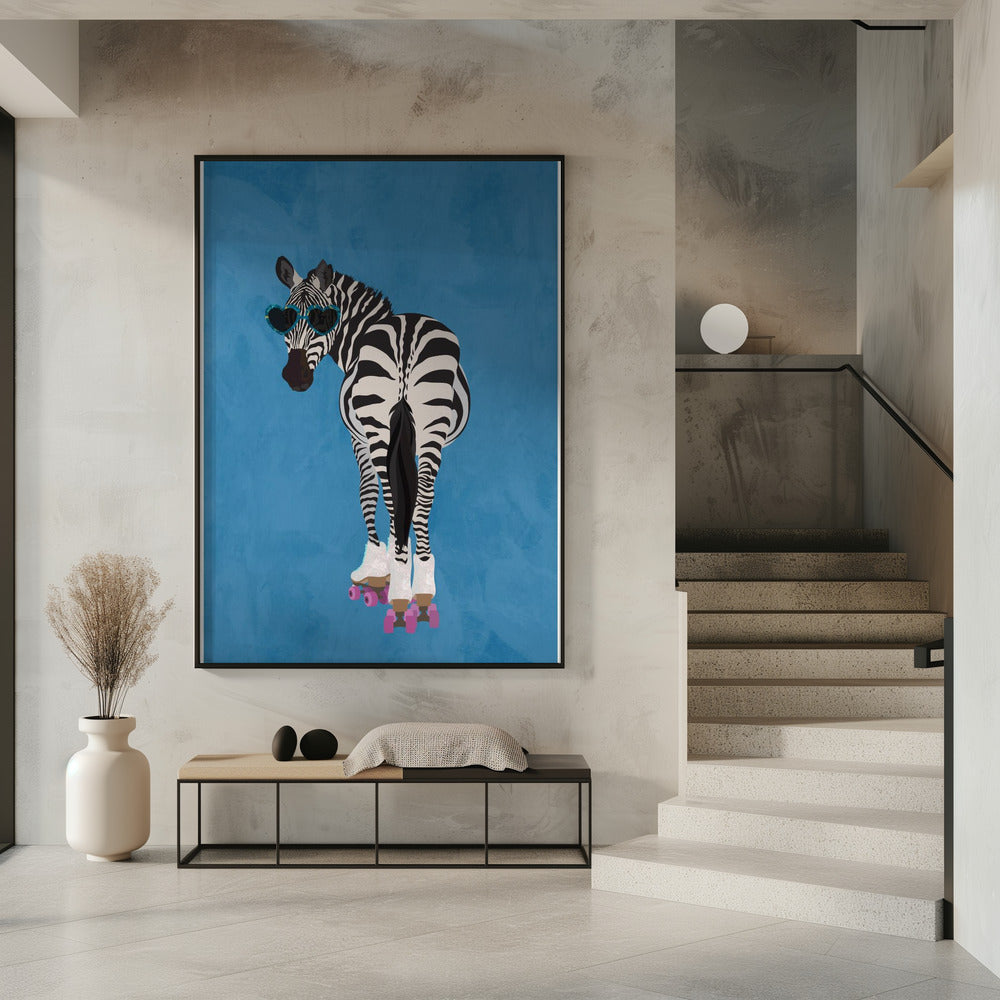 Rollschuh-Zebra blau | Poster