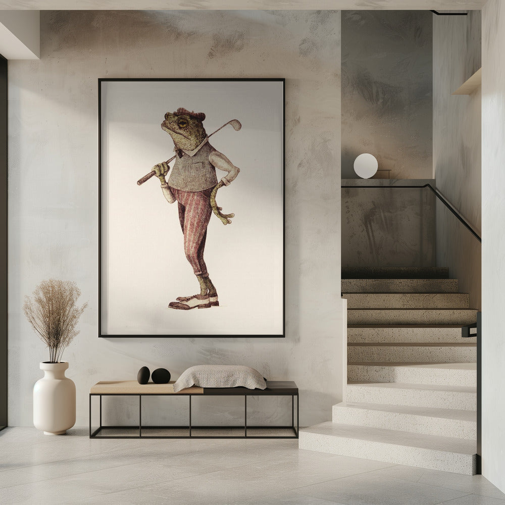 Frosch in Vintage-Golfkleidung | Poster