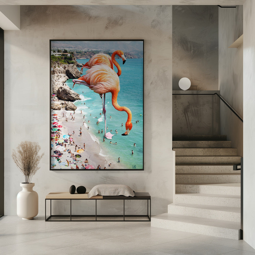 Flamingos am Strand | Poster