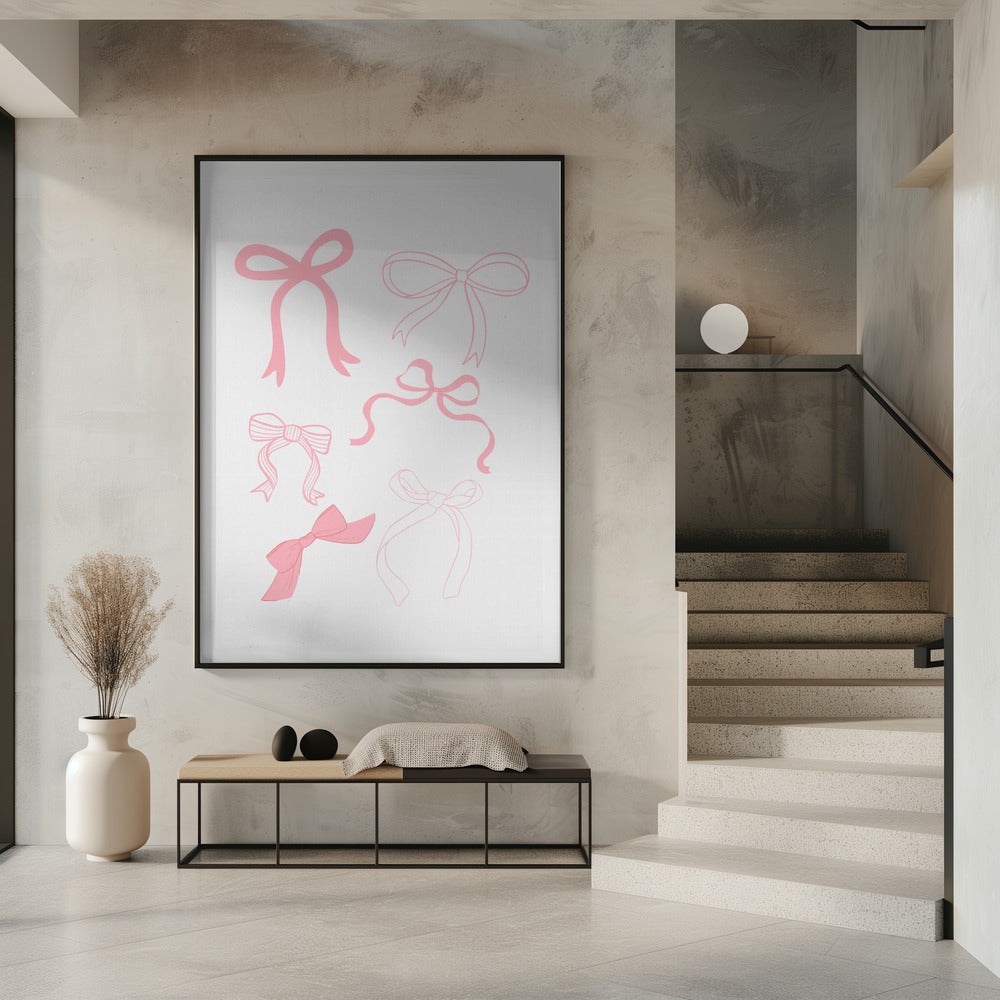 Six Pink Bows In Various Styles | Poster