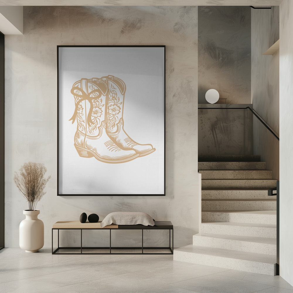 Neutrale Cowgirlstiefel mit Schleife | Poster