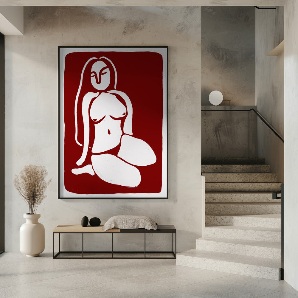 Stylized Nude Figure in a Seated Pose | Poster