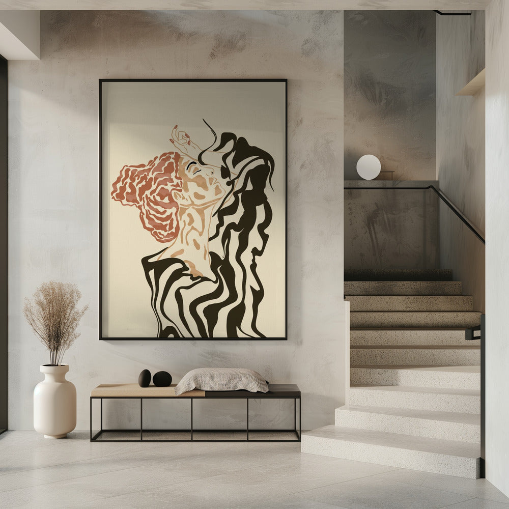 Frau in gestreifter Bluse | Poster