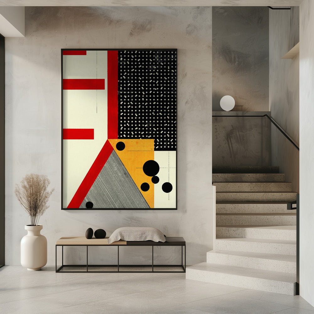 Kräftige rote Linien und schwarze Punkte | Poster