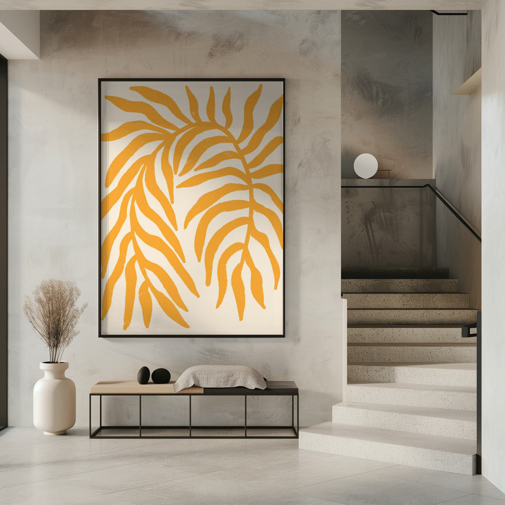 Yellow Silhouette Textured Branch | Poster