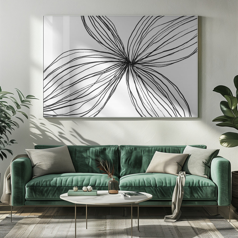 Elegante schwarz-weiße Blütenblätter | Leinwand
