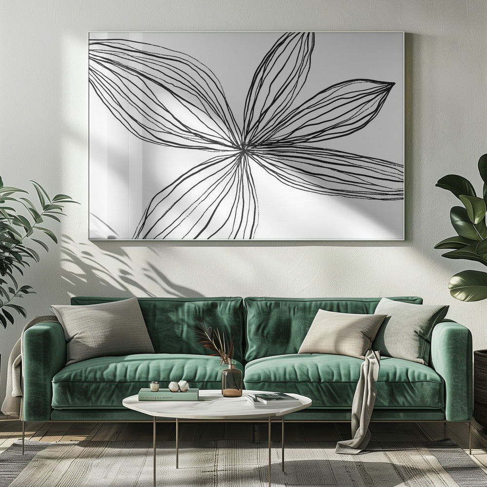 Minimalistische schwarz-weiße Blütenblätter | Leinwand