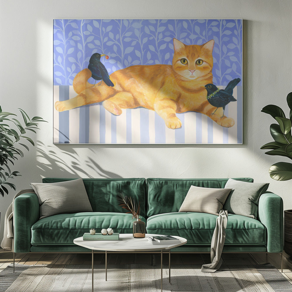 Entspannte orange getigerte Katze | Leinwand