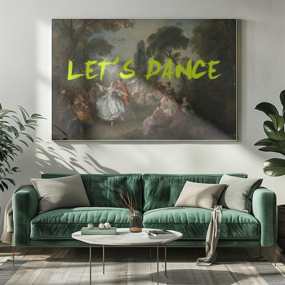 LET'S DANCE NEONGELB VINTAGE MAXIMALISTISCHE KUNST | Leinwand