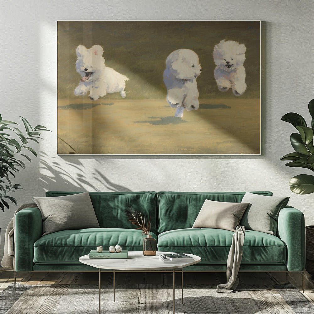 Drei rennende Hunde | Leinwand