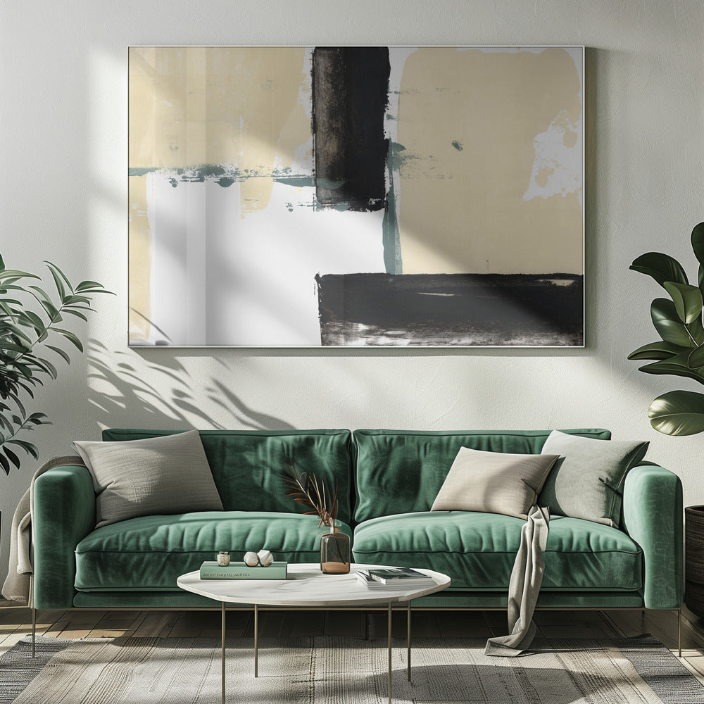 Neutraler &amp; Schwarzer Kunstdruck Nr. 1 | Leinwand