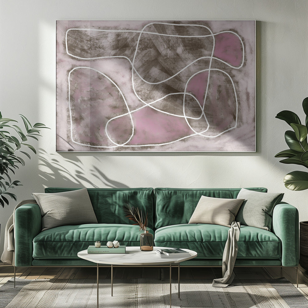 Pastellrosa Strichzeichnung | Leinwand