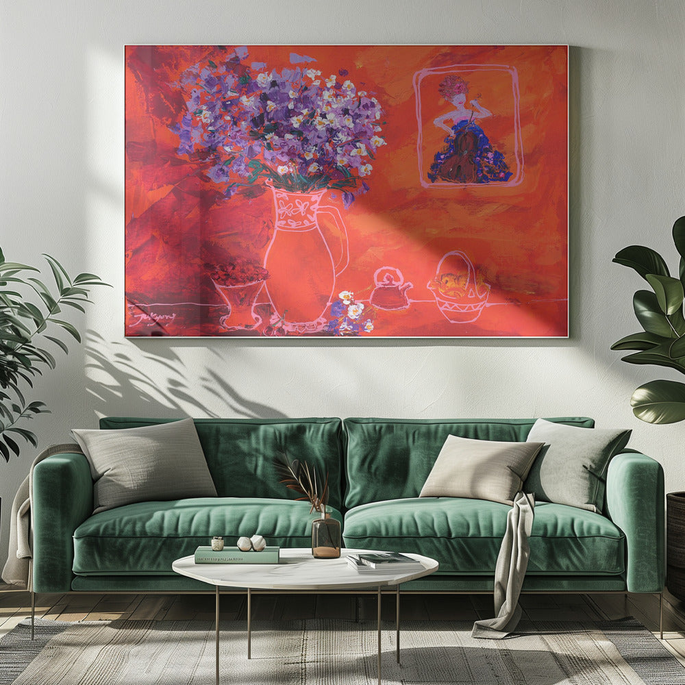 Vase mit Porträt | Leinwand