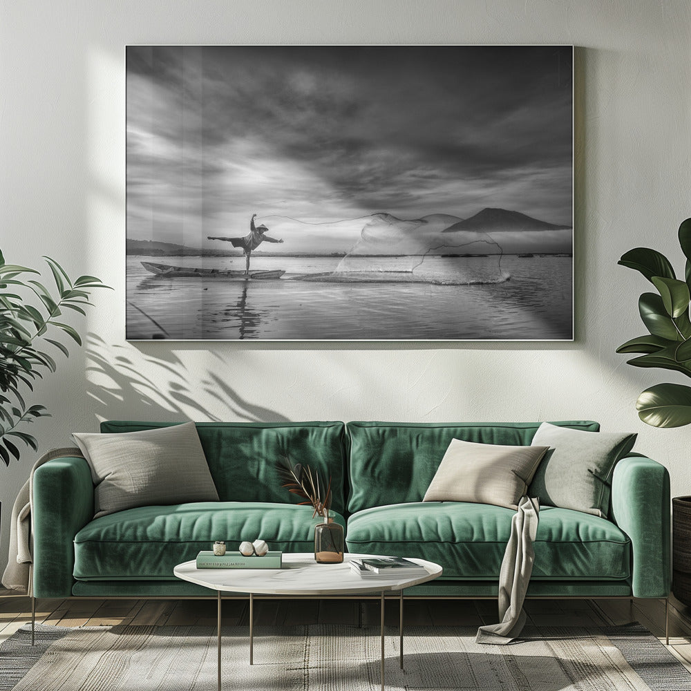 Mann hinter den Netzen | Leinwand