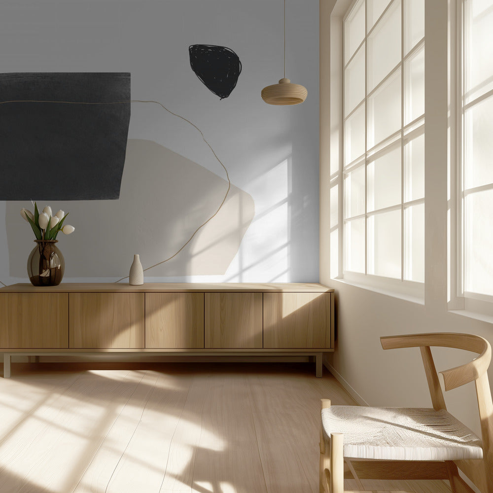 Geometrische Formen in Schwarz, Grau und Beige | Tapete