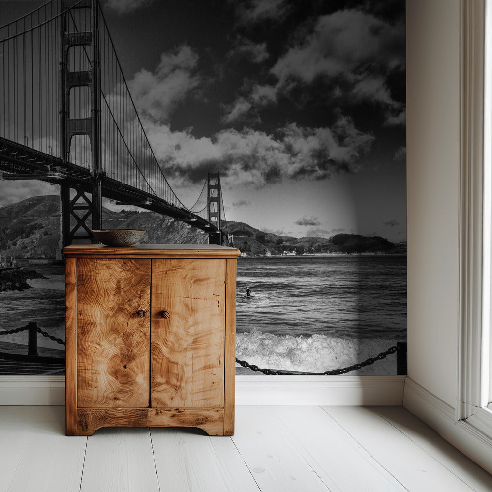 Surfen unter der Golden Gate Bridge | Hintergrundbild