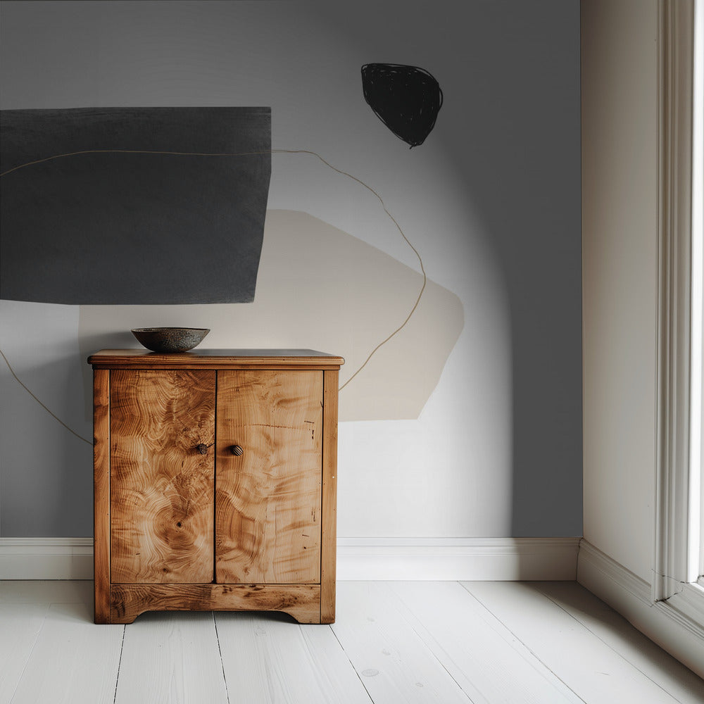 Geometrische Formen in Schwarz, Grau und Beige | Tapete