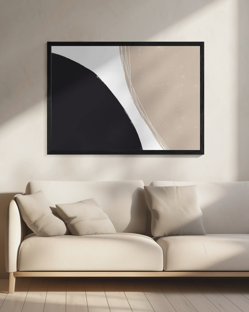 Schwarze und beige organische Formen | Leinwand