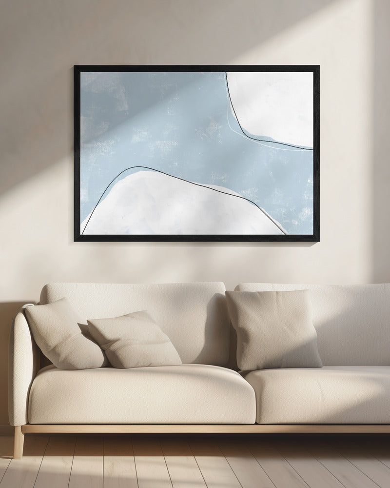 Blau- und Weißtöne mit fließenden Linien | Leinwand