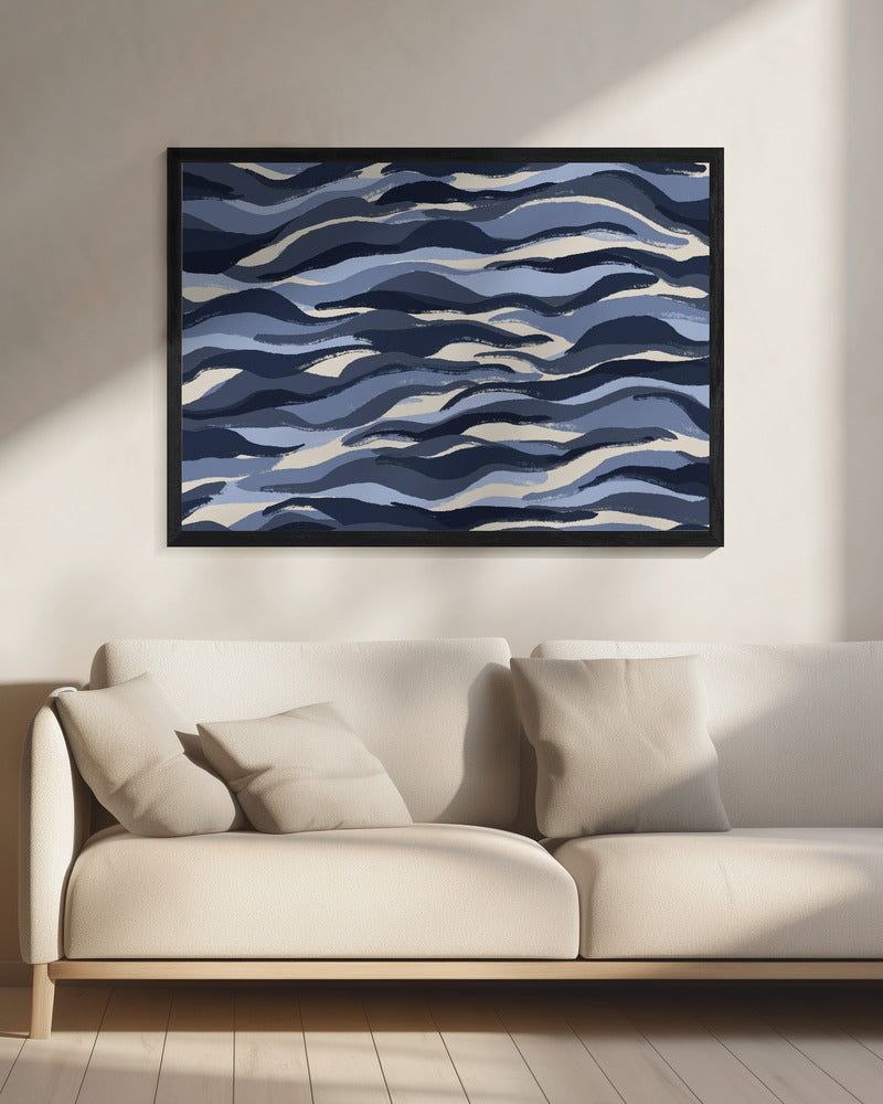 Wellen aus Indigo | Leinwand