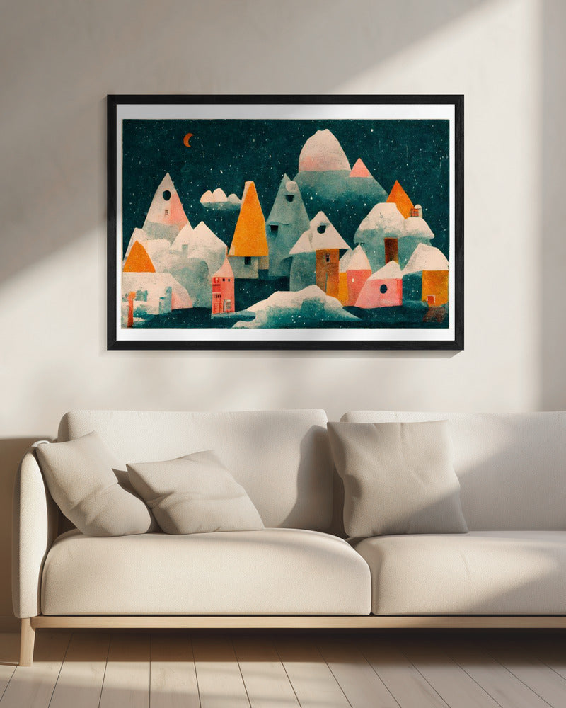 Winternachtsdorf | Leinwand