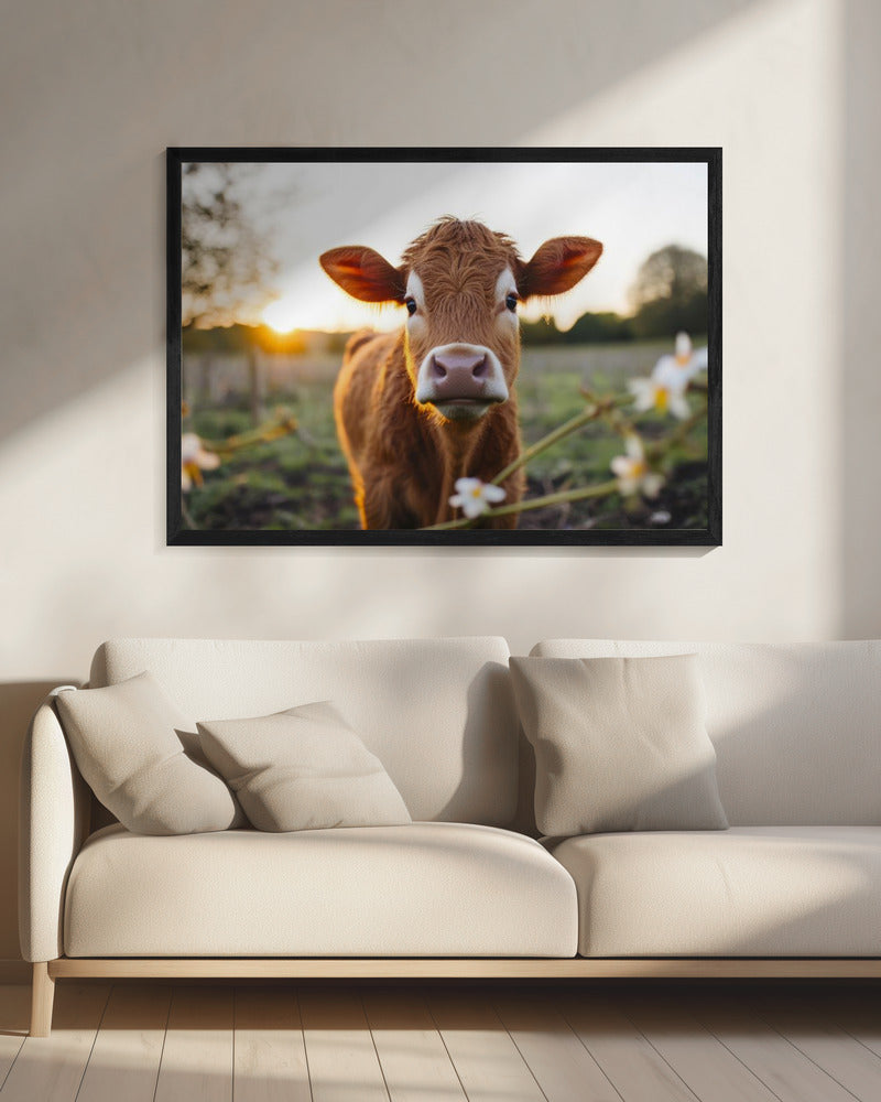 Kuh bei Sonnenaufgang | Leinwand