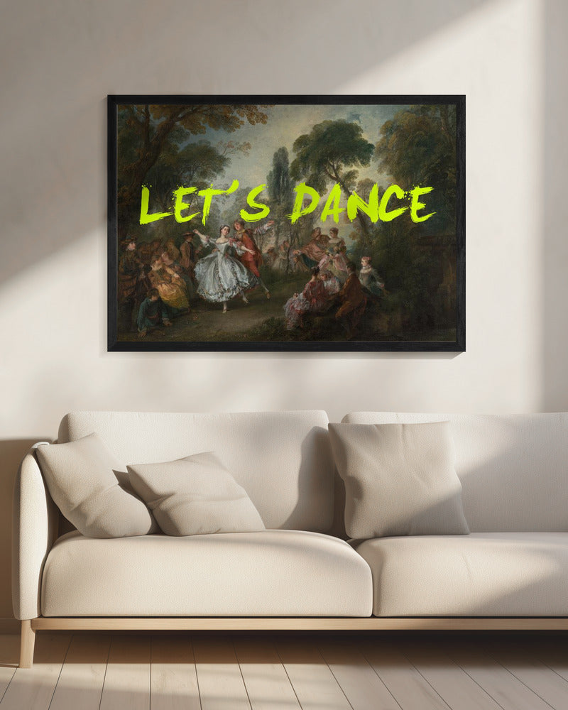 LET'S DANCE NEONGELB VINTAGE MAXIMALISTISCHE KUNST | Leinwand