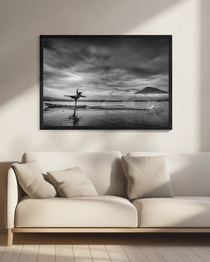Mann hinter den Netzen | Leinwand