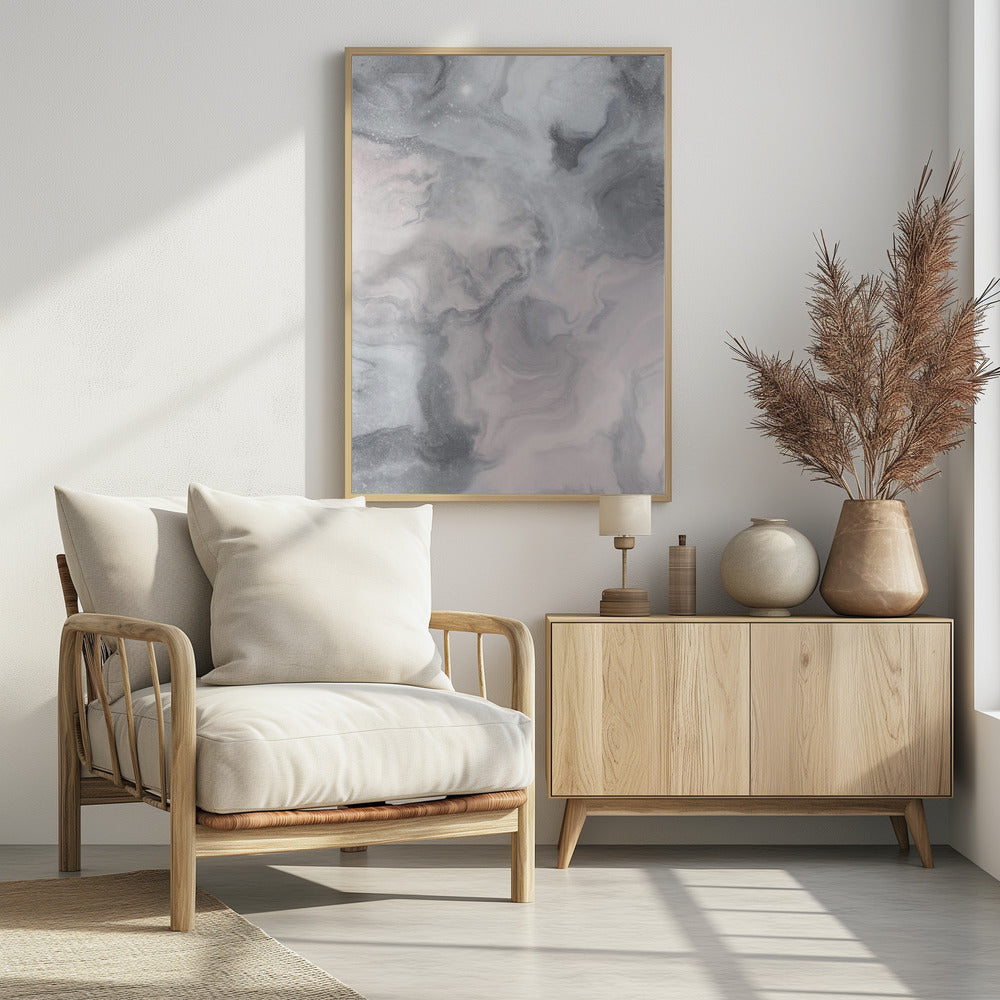 Swirling gray and White Marble Textures | Poster