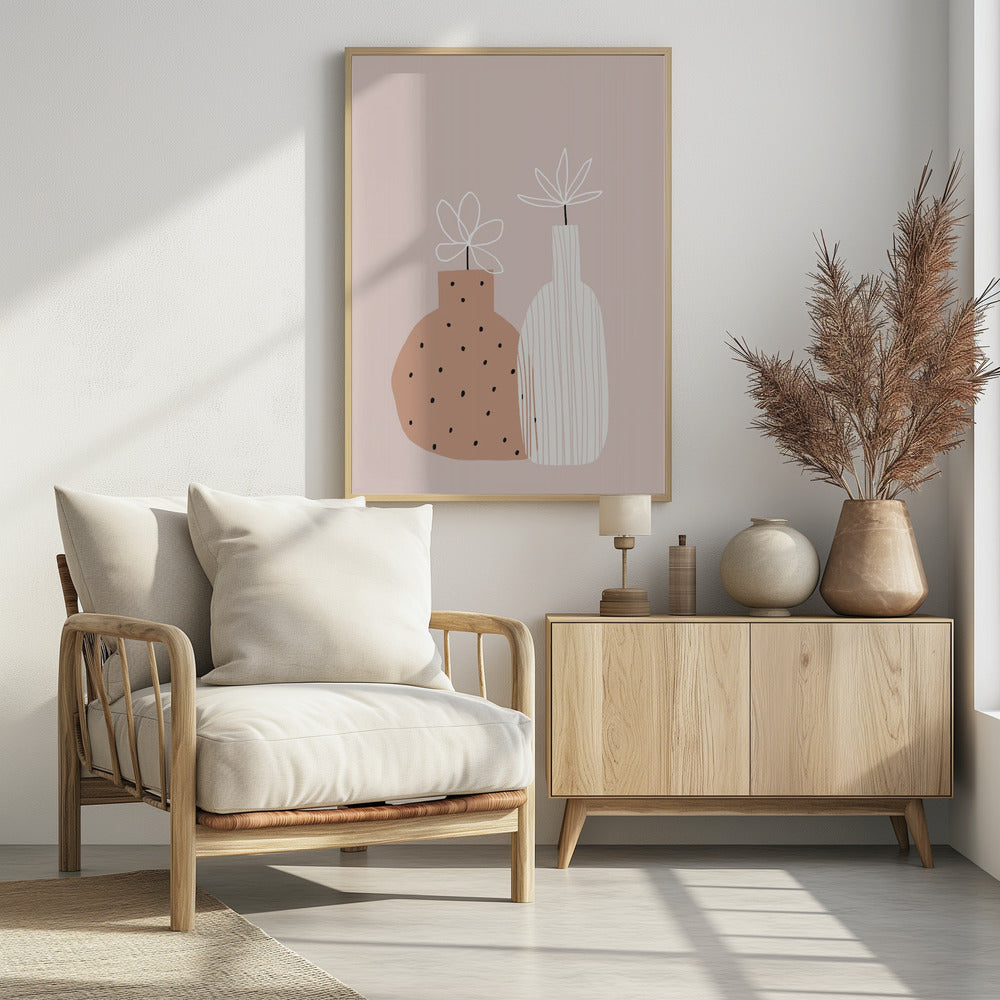 Minimalistische Zwillingsvasen | Poster