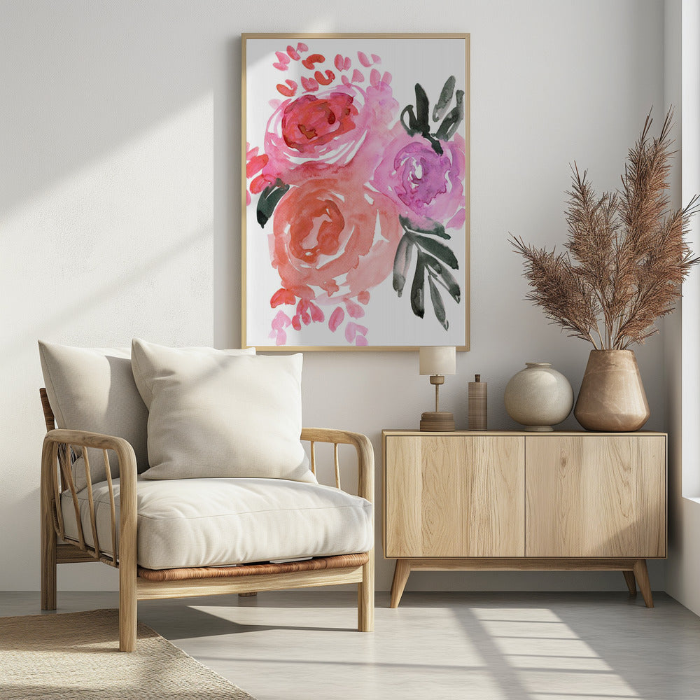 Maeko, lockere Aquarellblumen I | Poster