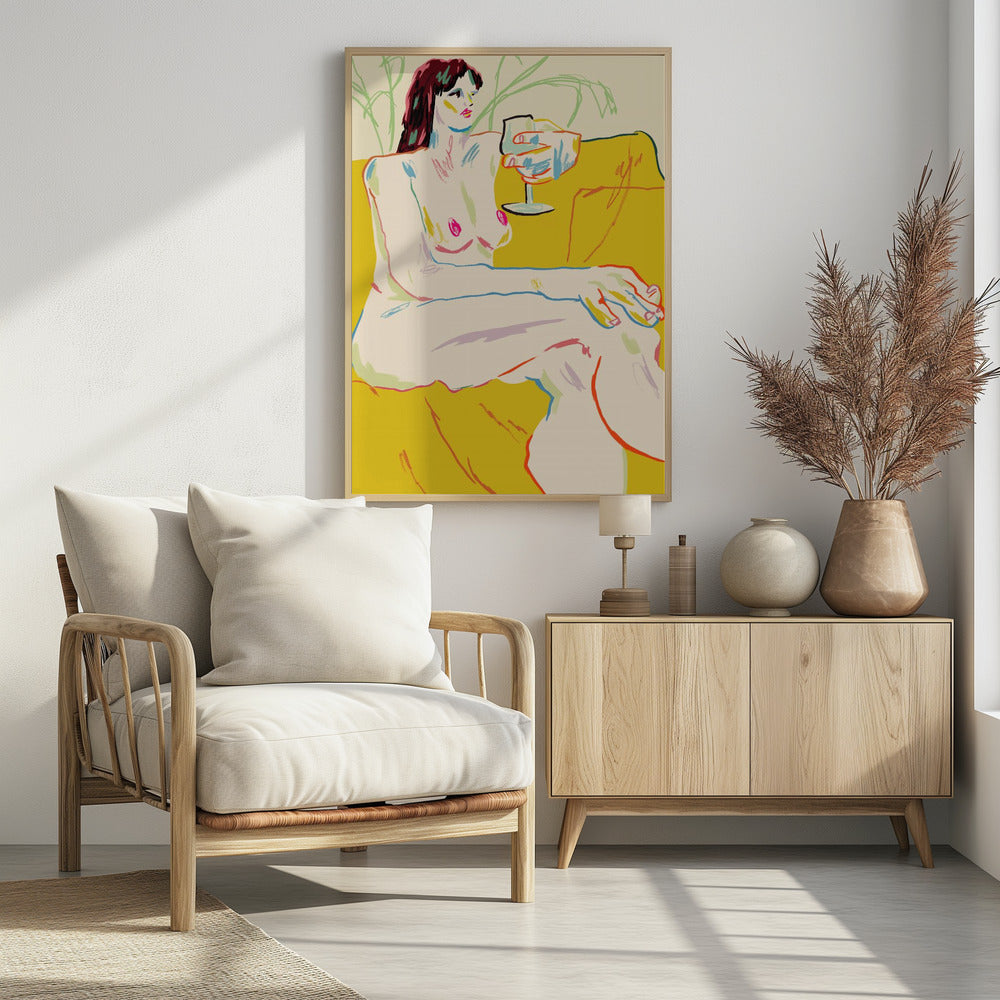 Mädchen mit einem Weinglas | Poster