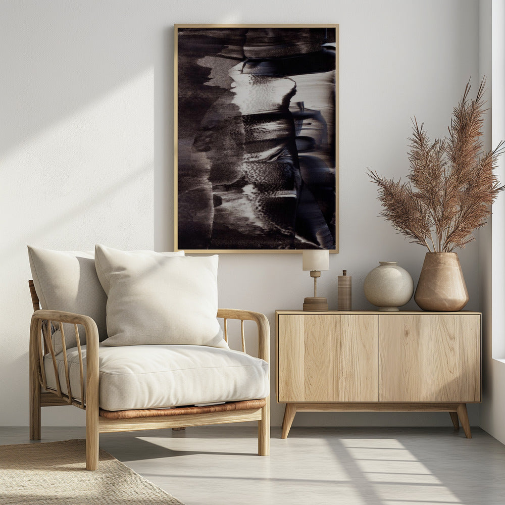 Monochrome Textures And Fluid Brushstrokes | Poster