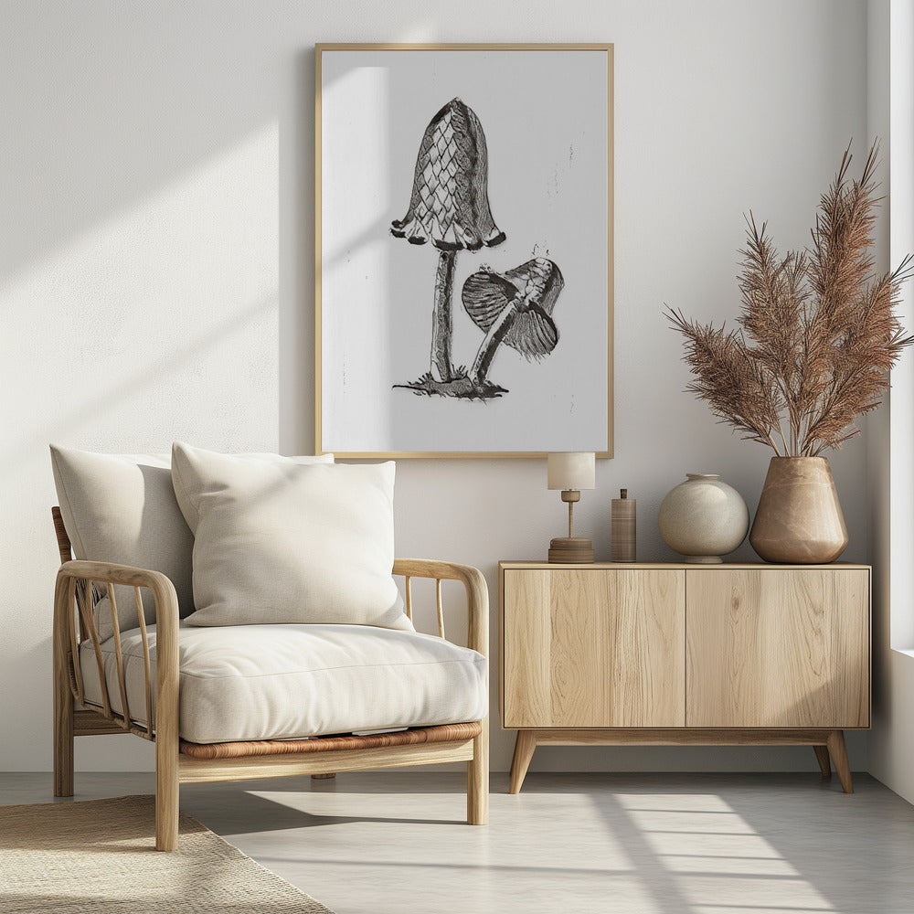 Vintager Tintenfisch-Esspilz, BW, hell | Poster