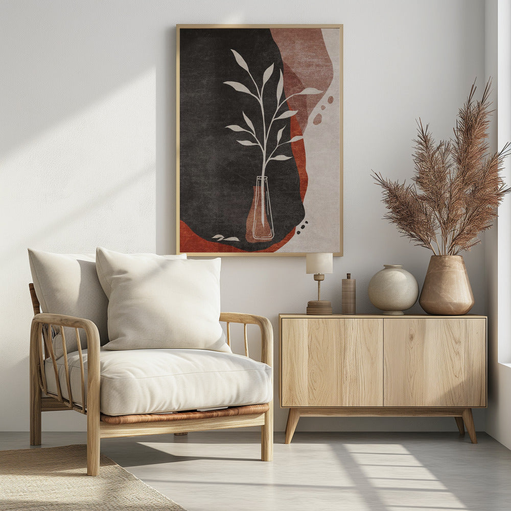 Vase und Blätter | Poster